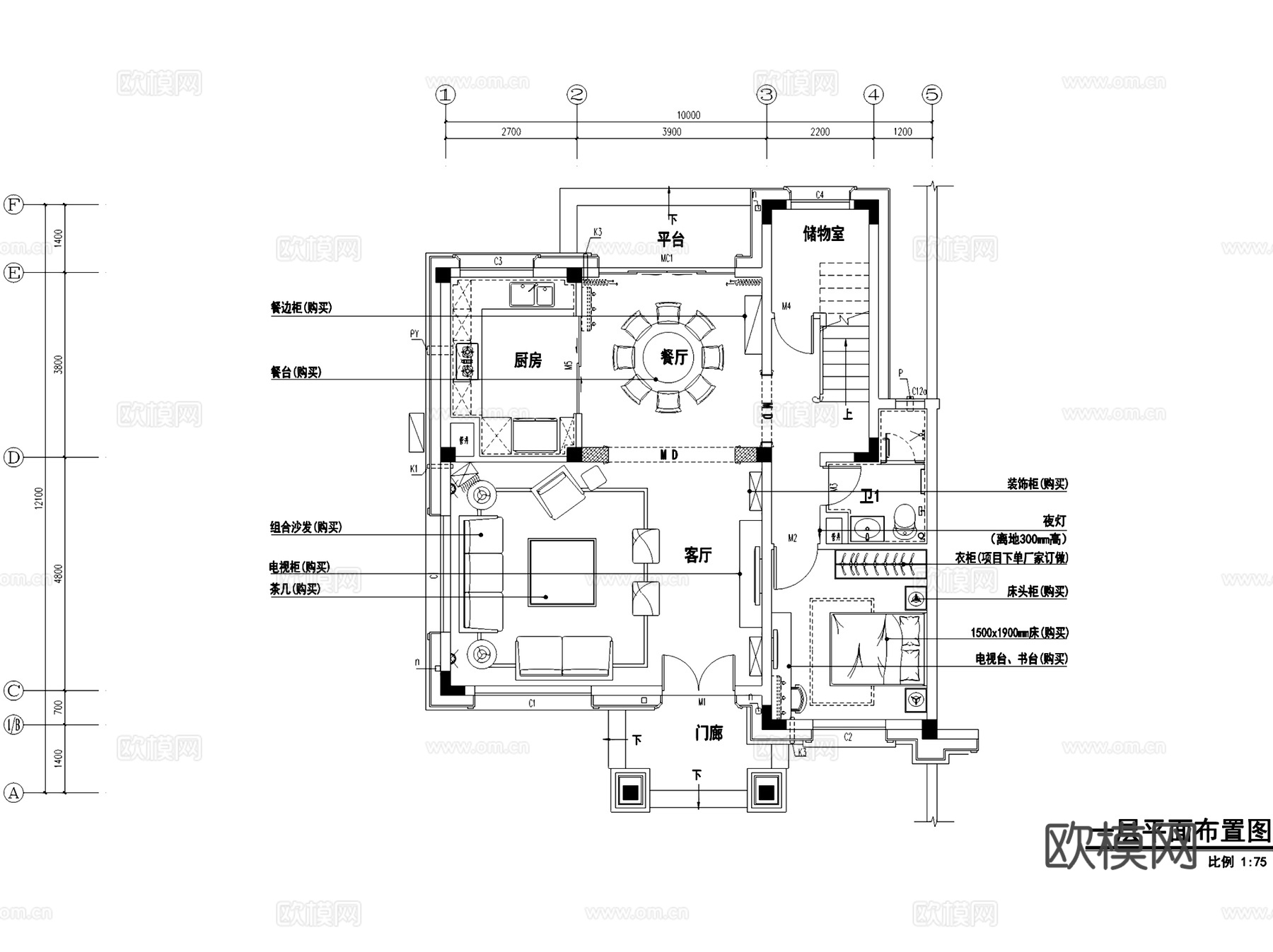 欧式BJ260三层别墅室内家装CAD施工图整套cad施工图
