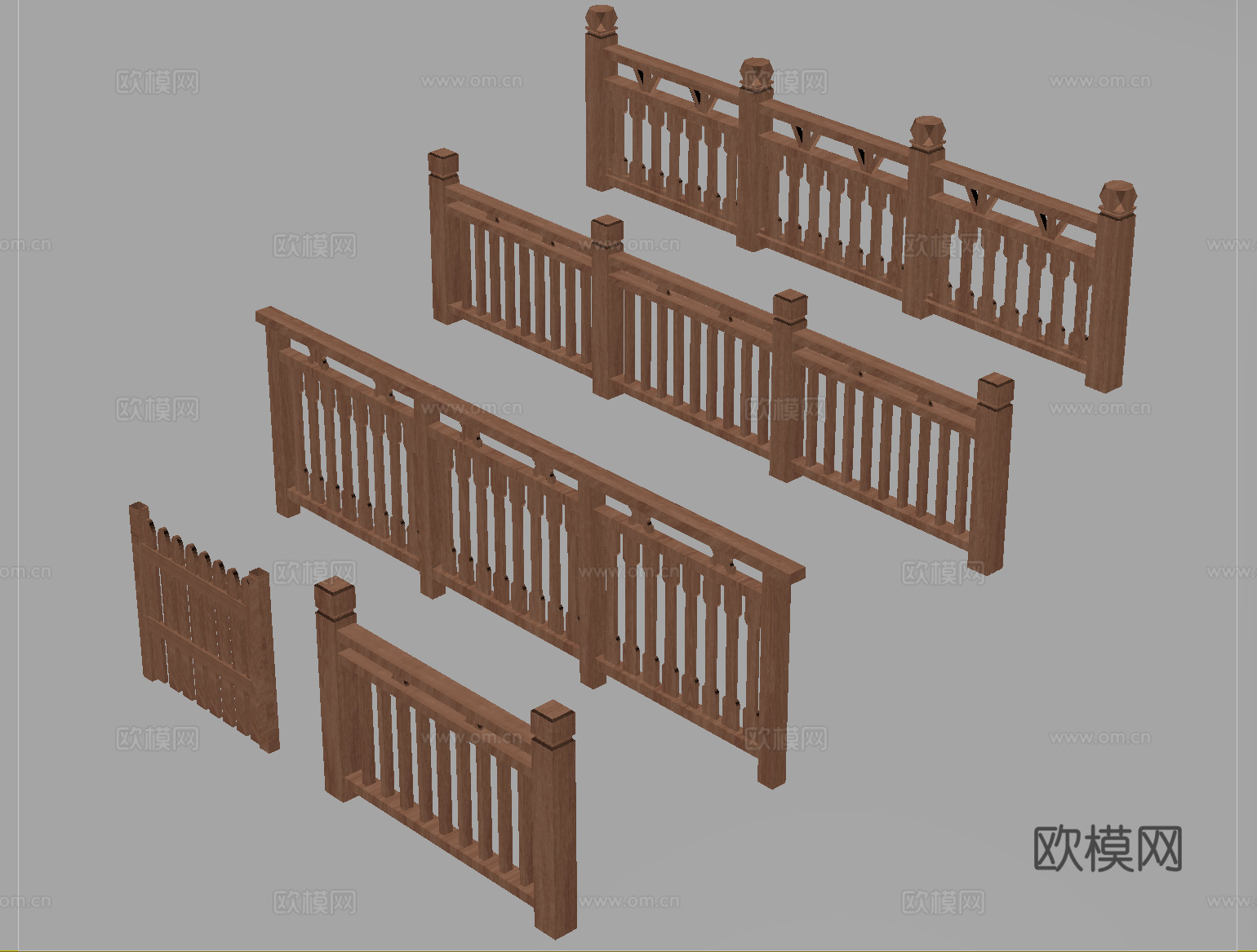 现代户外防腐木栅栏 庭院木栅栏 篱笆隔断 实木护栏 篱笆护栏su模型