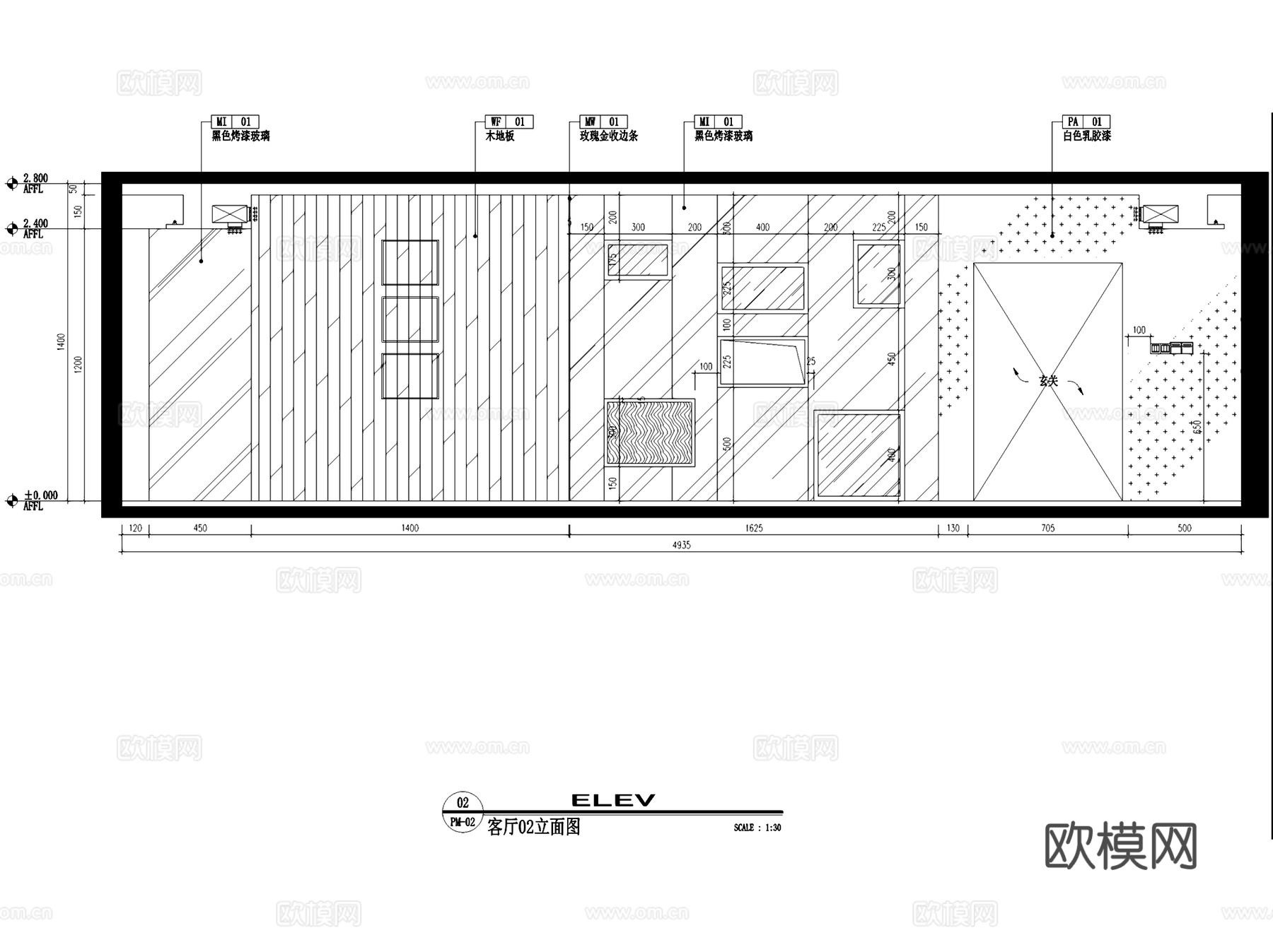 水岸清华北欧风三室两厅两卫室内家装CAD施工图cad施工图