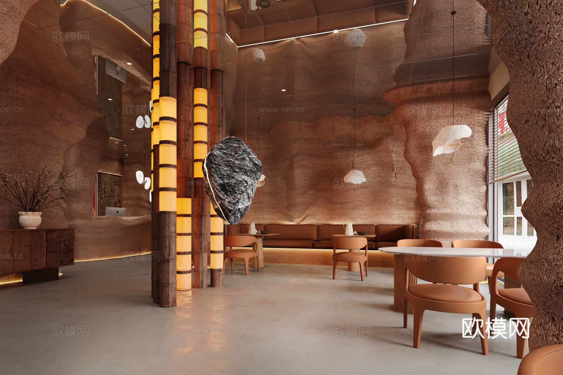岩洞咖啡厅3d模型下载（渲染图1）