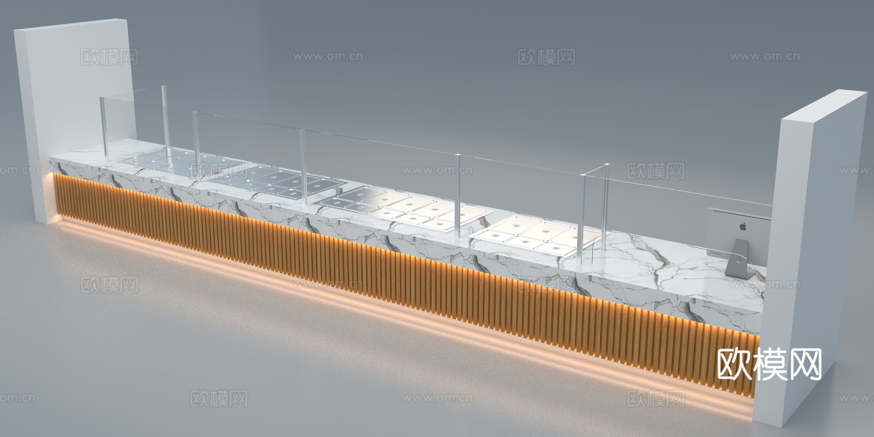 明档打餐台 自助餐台3d模型下载（渲染图1）
