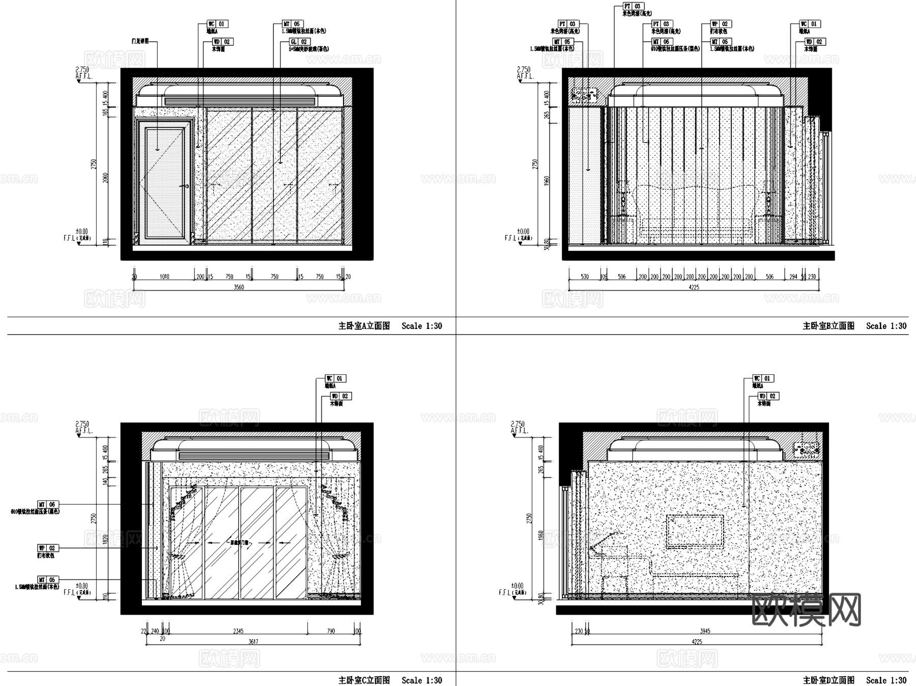 上海东樱C-3户型三室两厅样板房室内家装CAD施工图cad施工图