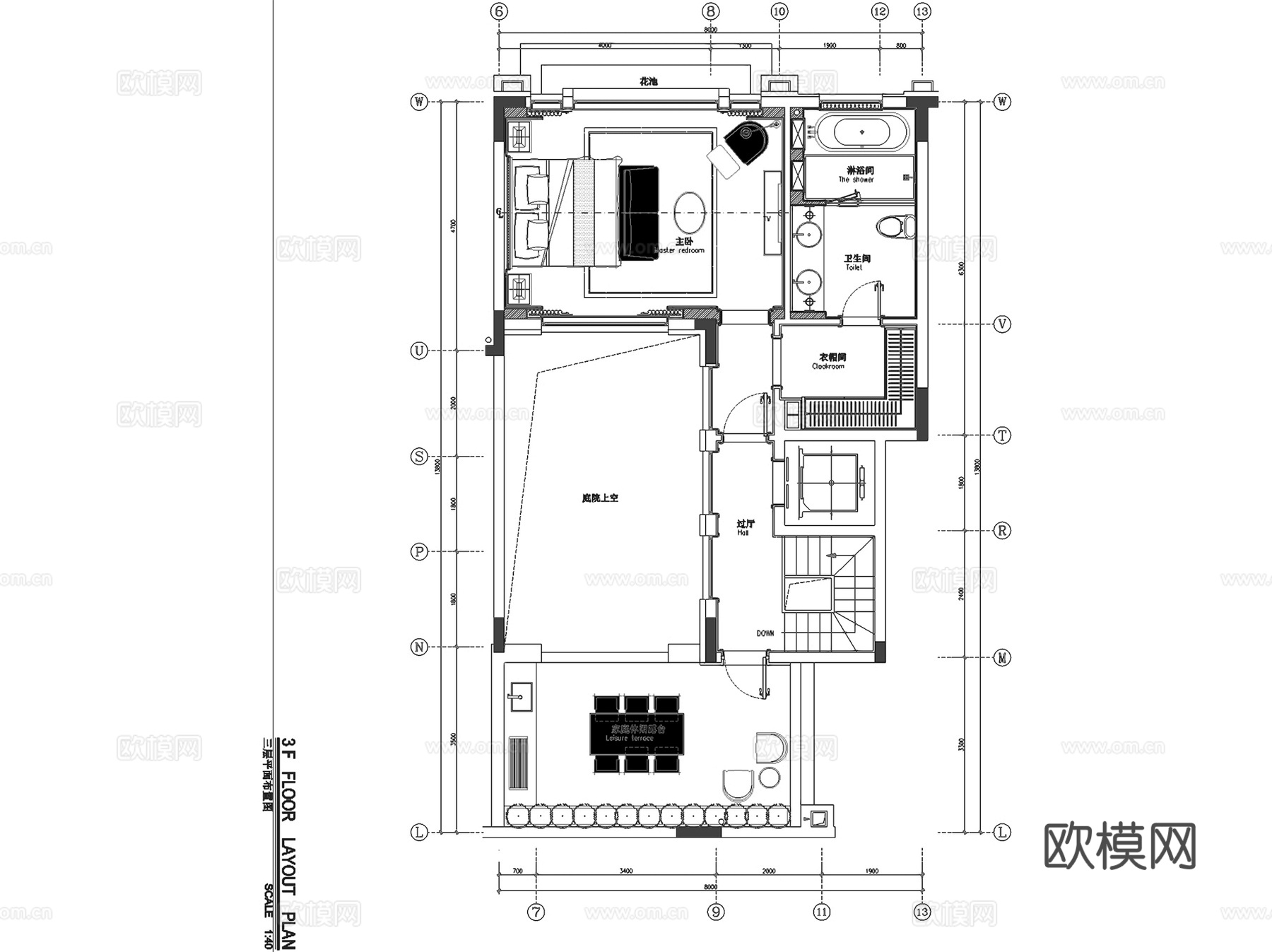 漓江郡府丹桂府170㎡三层院墅样板间室内家装CAD施工图整套cad施工图