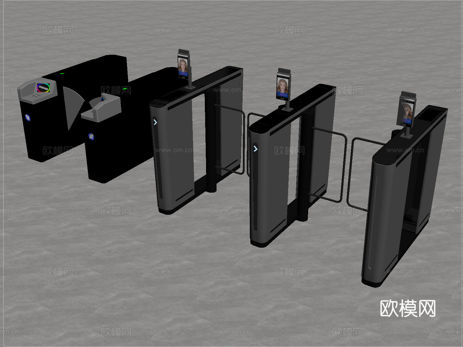 现代门禁 闸机 门禁机 闸门 感应门 门闸su模型