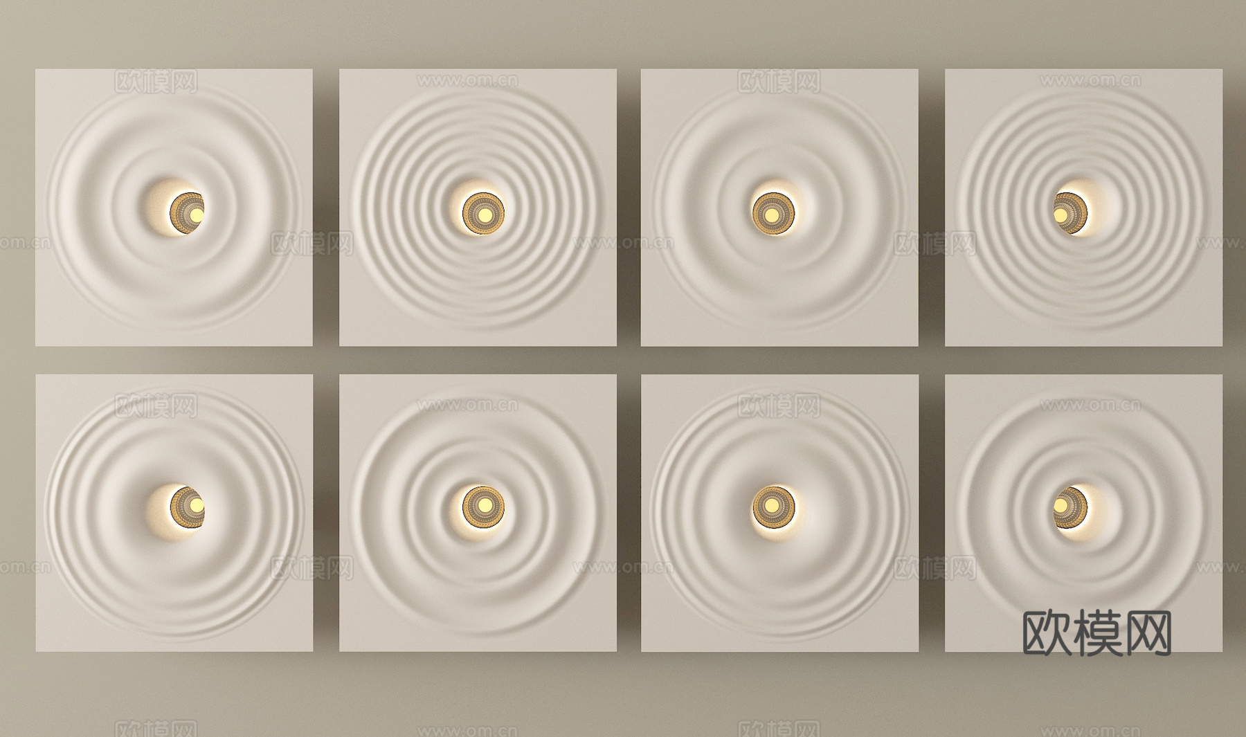 现代石膏灯 波纹灯筒灯射灯3d模型下载