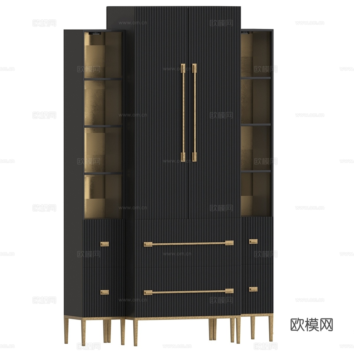 黑色缎面柜3d模型下载