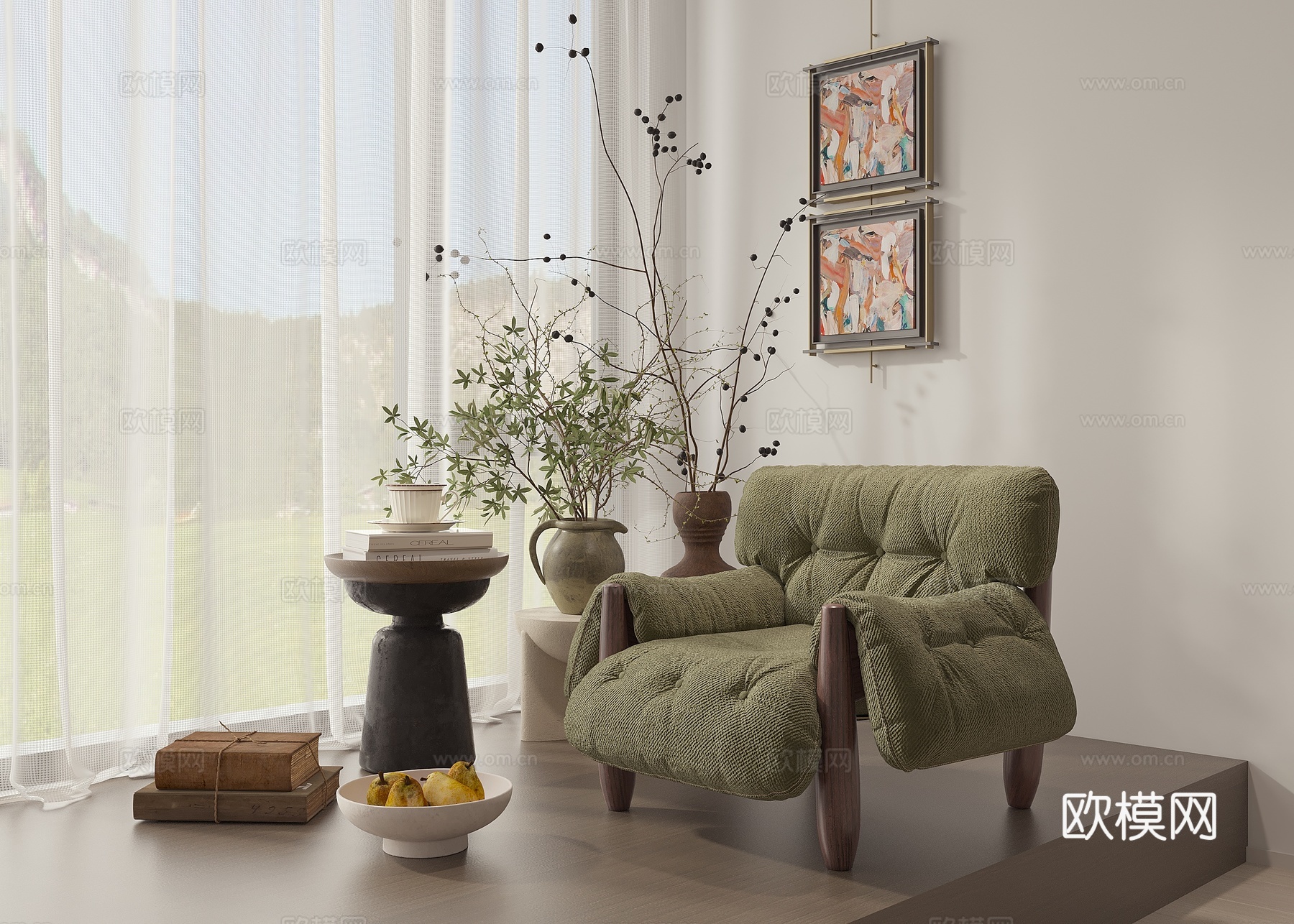 现代休闲单椅组合3d模型下载