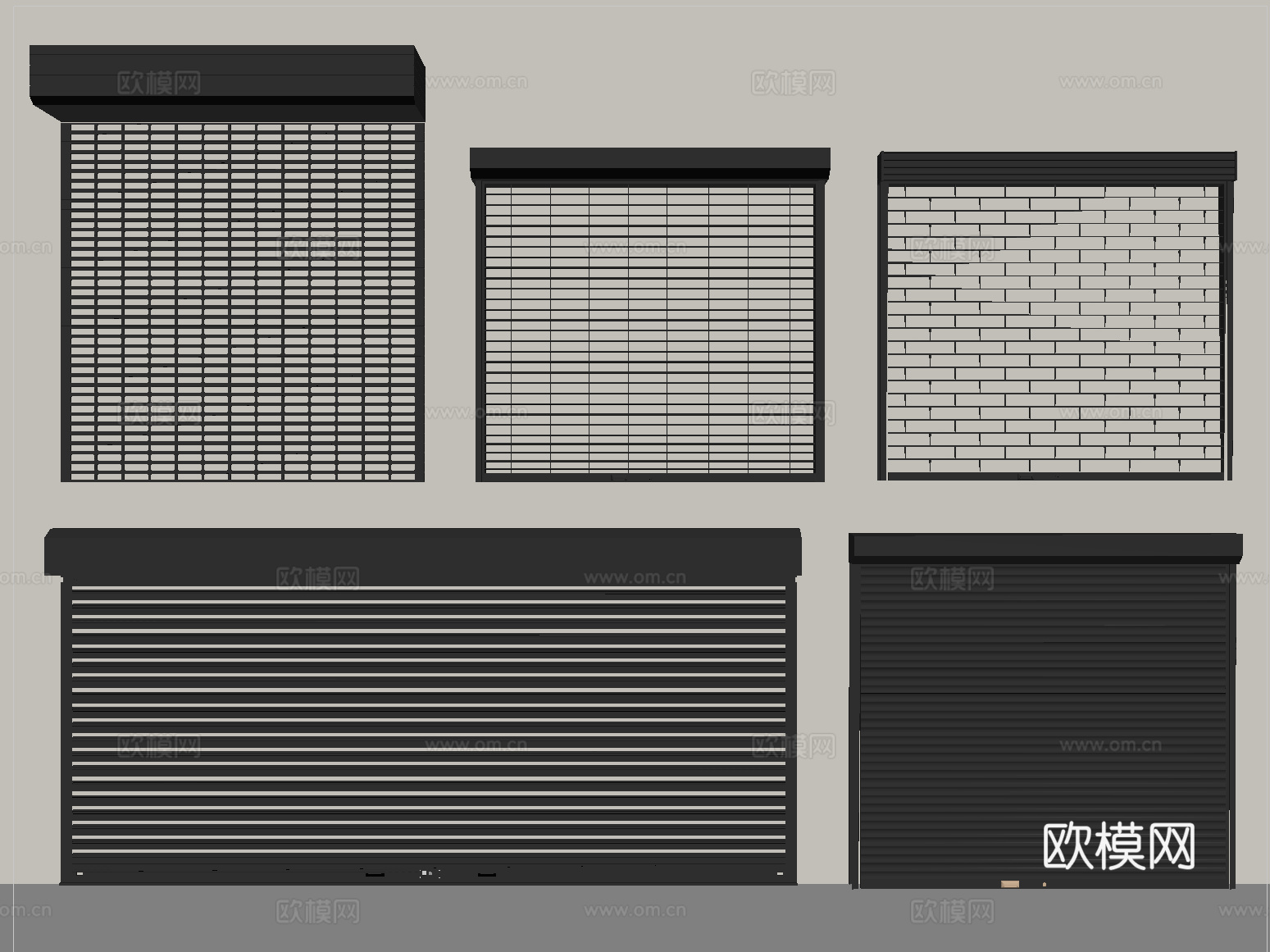 现代卷帘门 卷闸门 车库门 仓库门 防盗门su模型