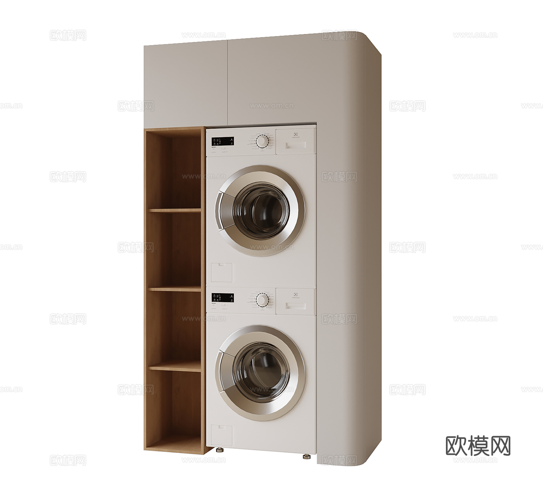 现代洗衣机柜 洗烘套装 阳台柜su模型