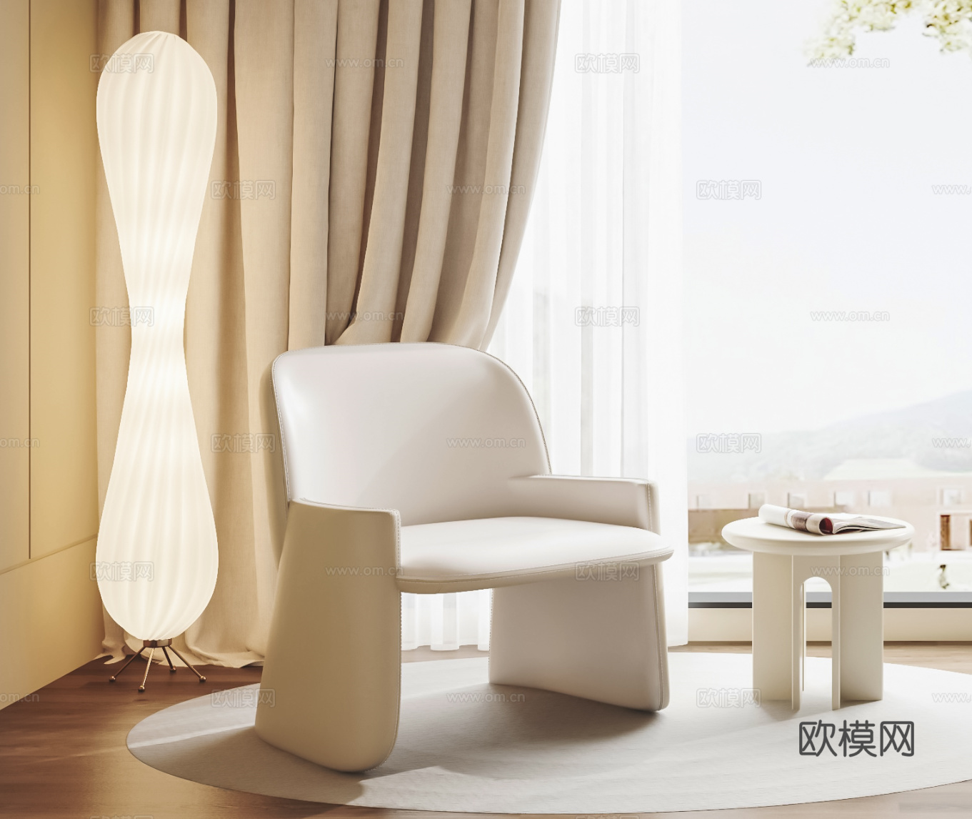 法式休闲椅3d模型下载