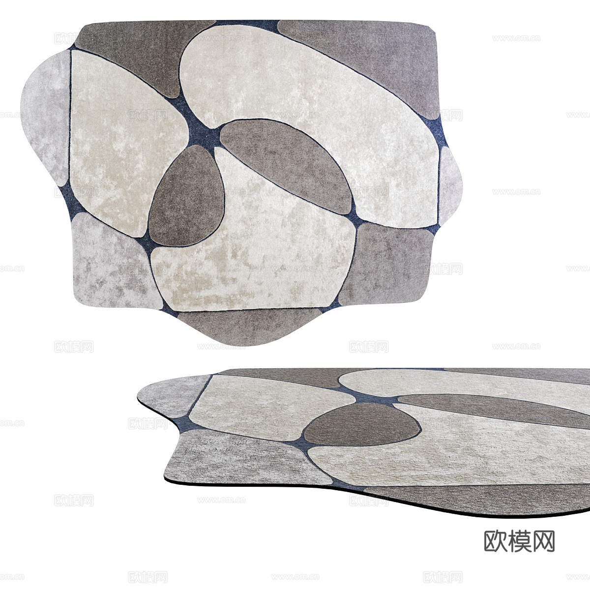 现代简约地毯 地毯 简约地毯 多边形地毯  造型地毯3d模型下载