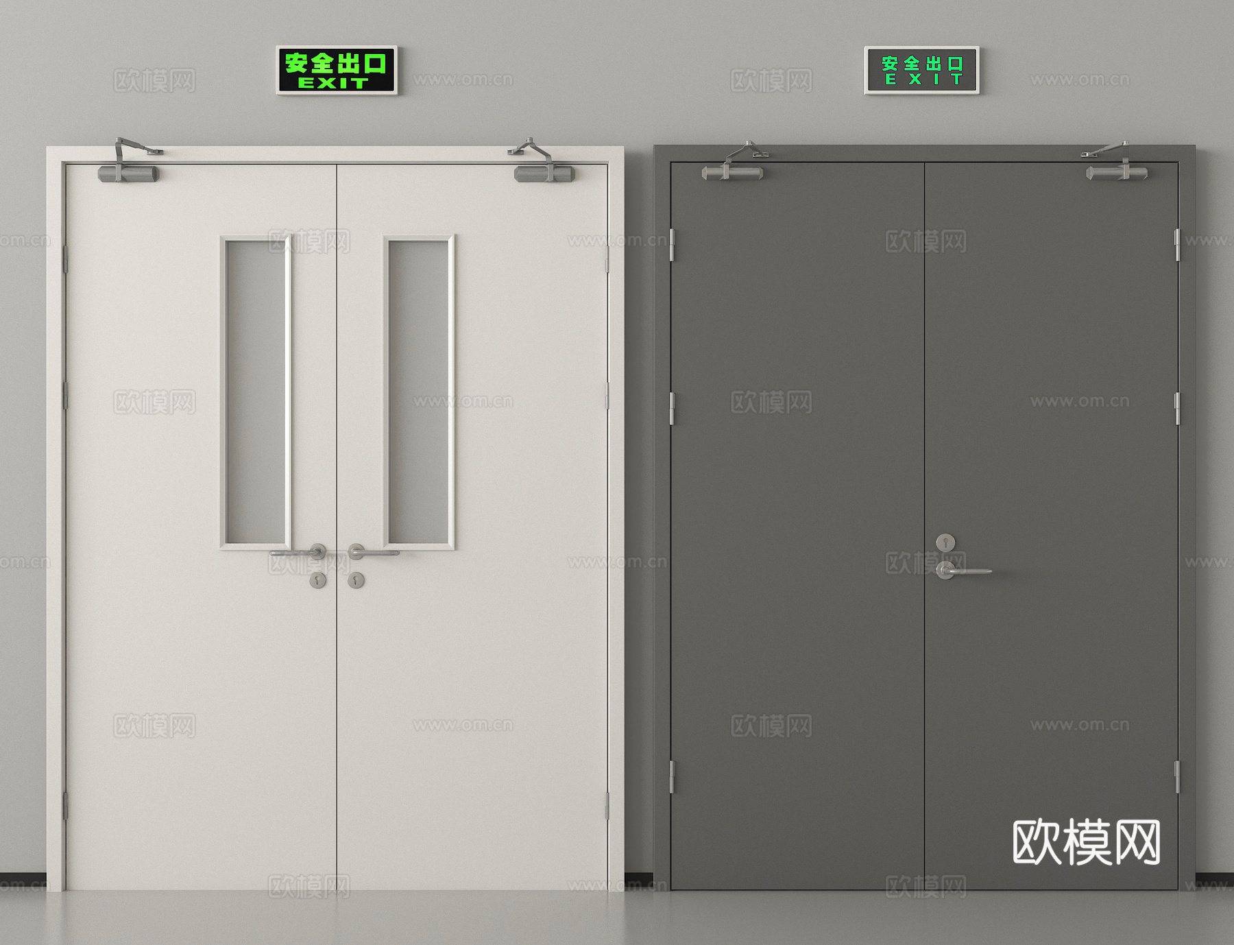 现代消防门 防火门 安全出口su模型