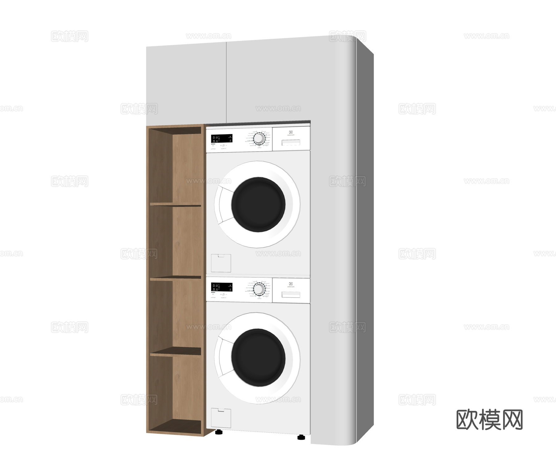 现代洗衣机柜 洗烘套装 阳台柜su模型