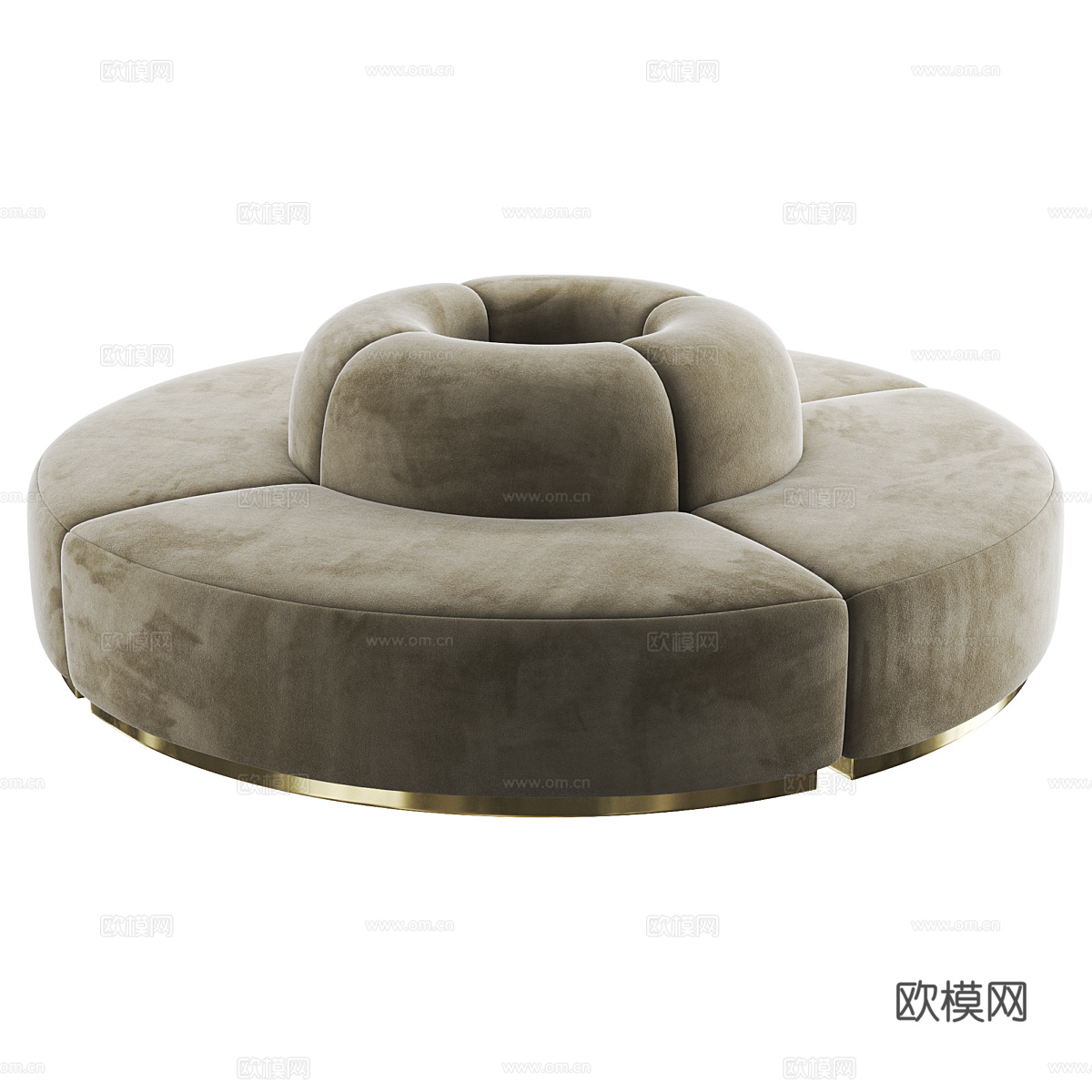 现代意式轻奢 Colette 圆形布艺卡座沙发3d模型下载（渲染图2）