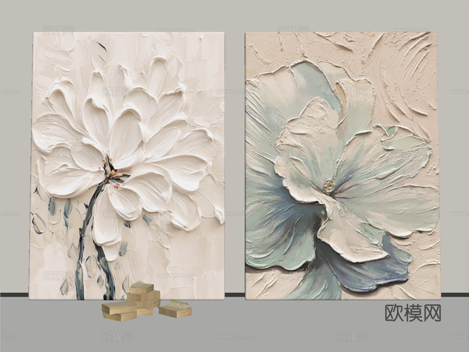 现代简约肌理挂画 抽象挂画 立体装饰画su模型