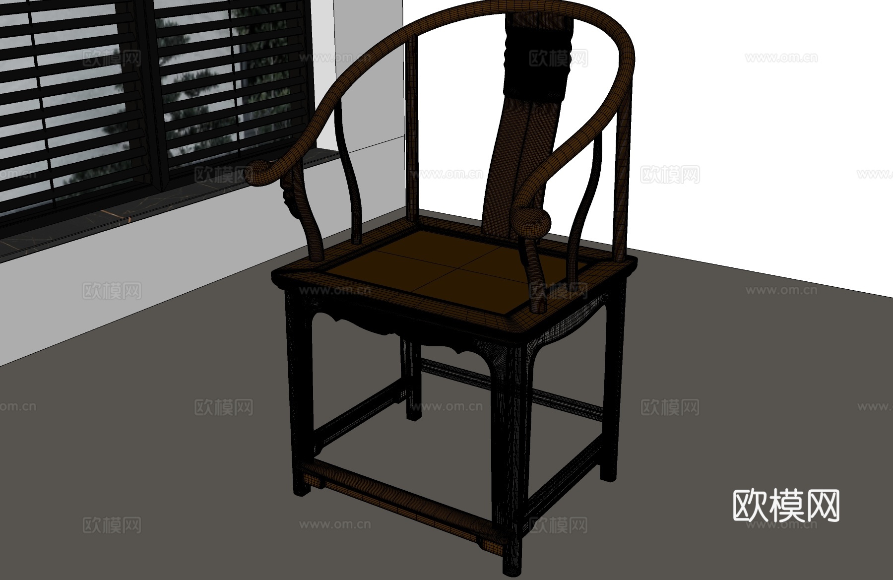 新中式休闲椅 中式休闲椅 新中式亚克力休闲椅su模型