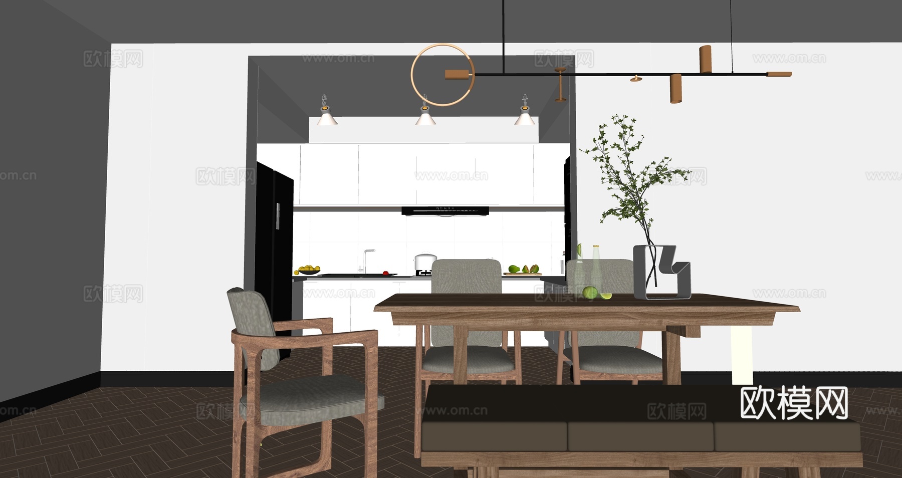 现代奶油风su模型