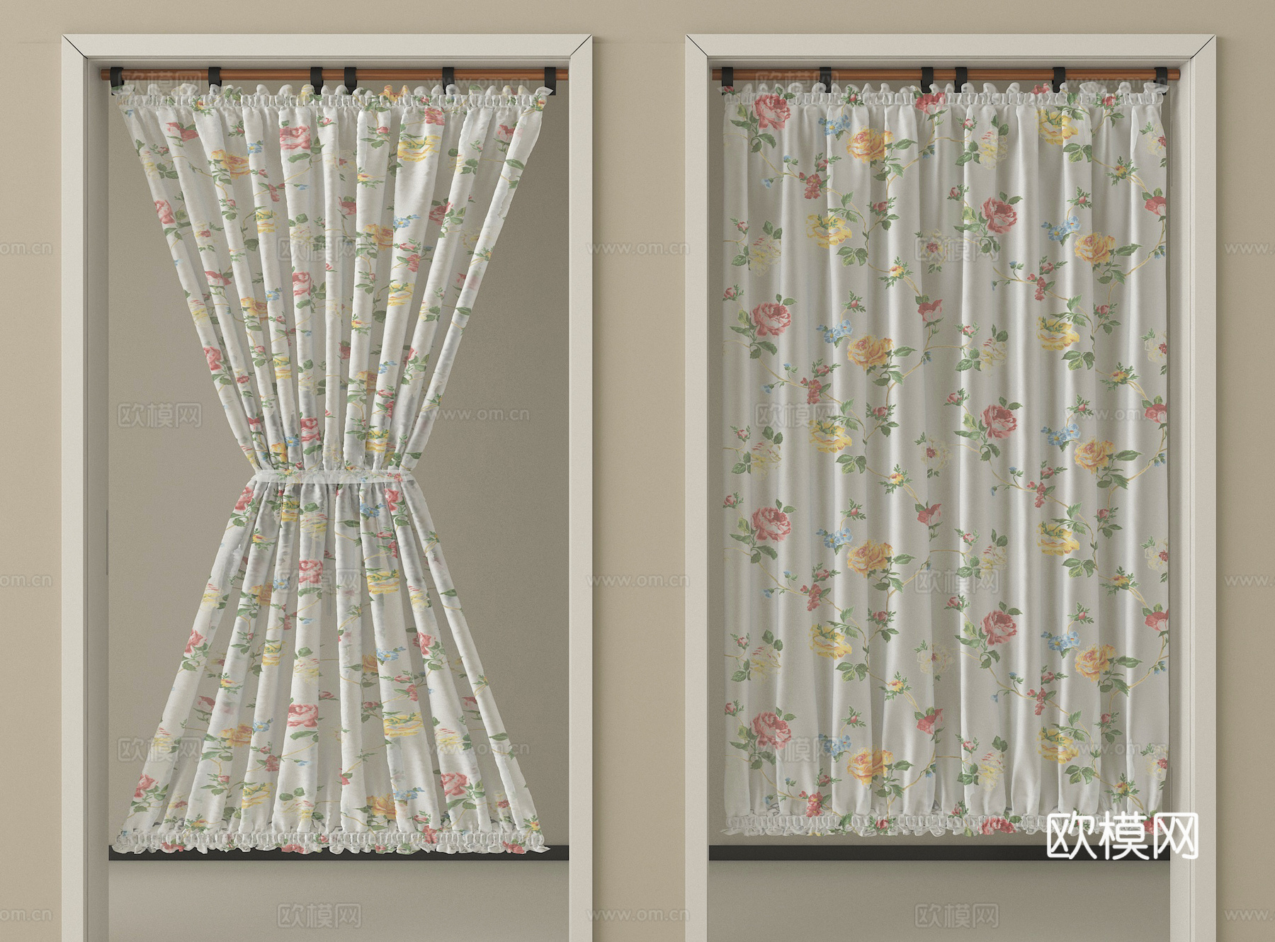 现代窗帘 门帘 布帘su模型