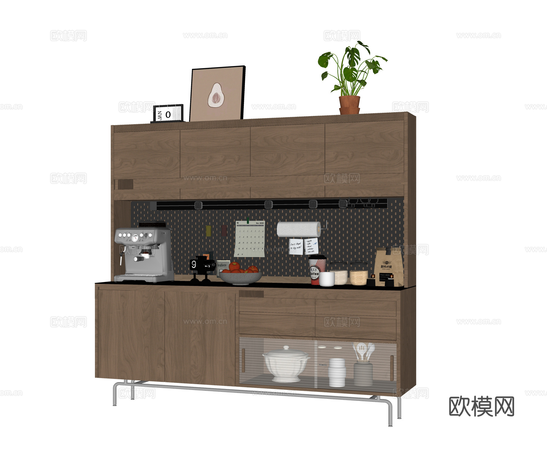 现代餐边柜 边柜 碗柜su模型