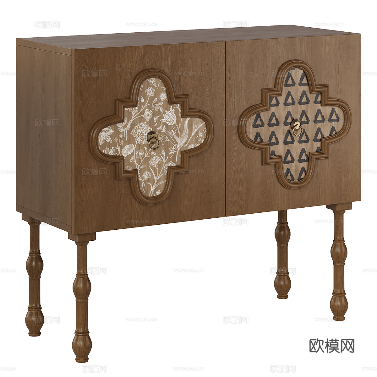 法式中古风装饰柜 边柜 矮柜 斗柜3d模型下载（渲染图2）