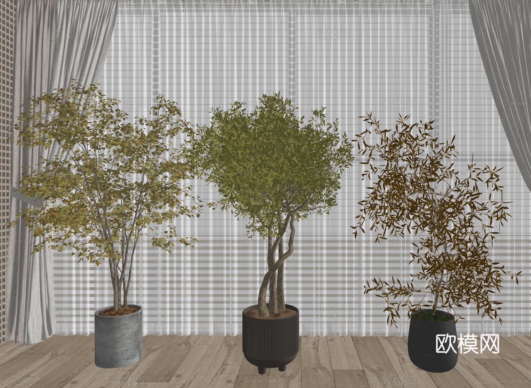 现代室内绿植盆栽植物su模型