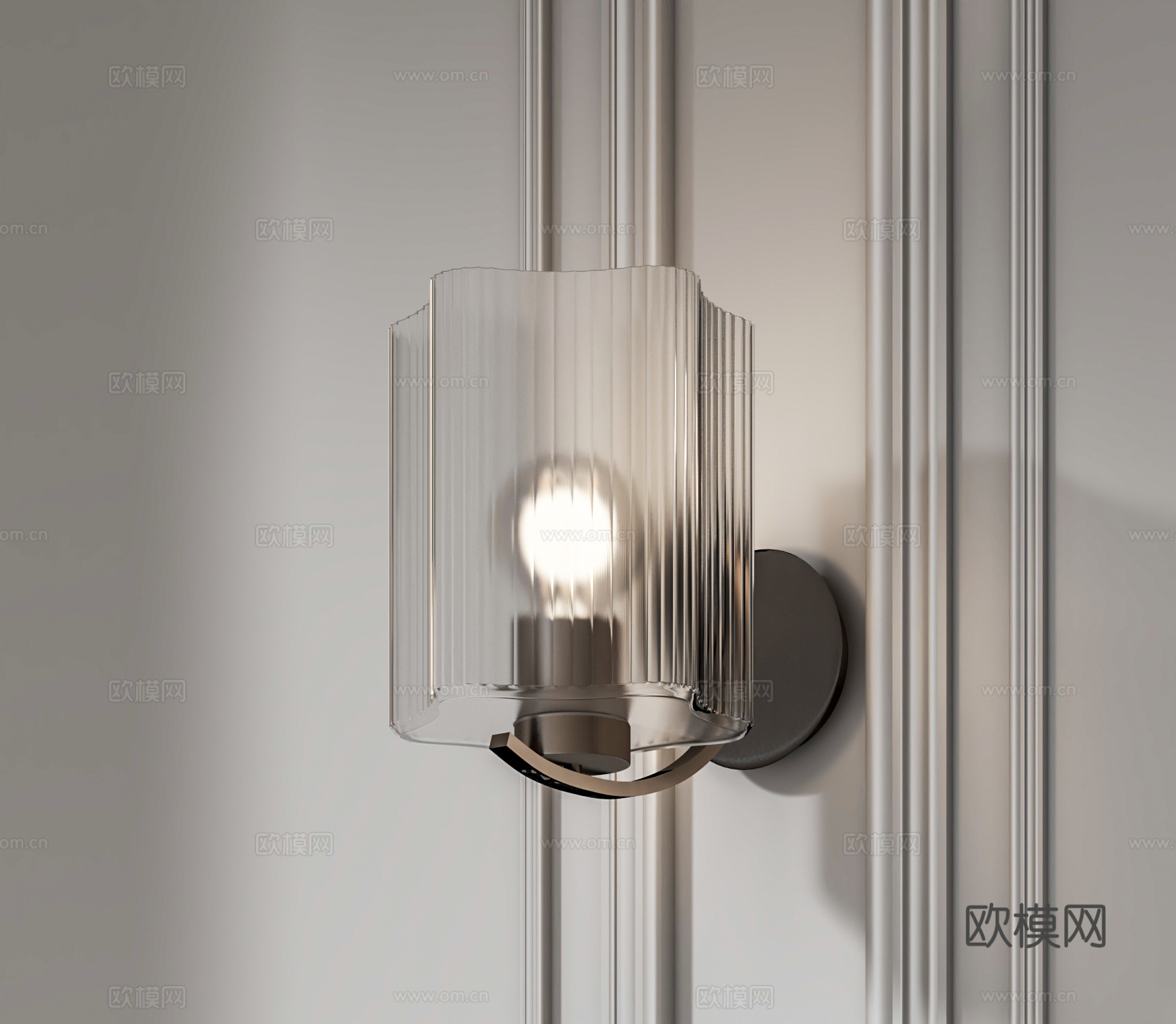 简欧壁灯 玻璃灯罩壁灯su模型su模型