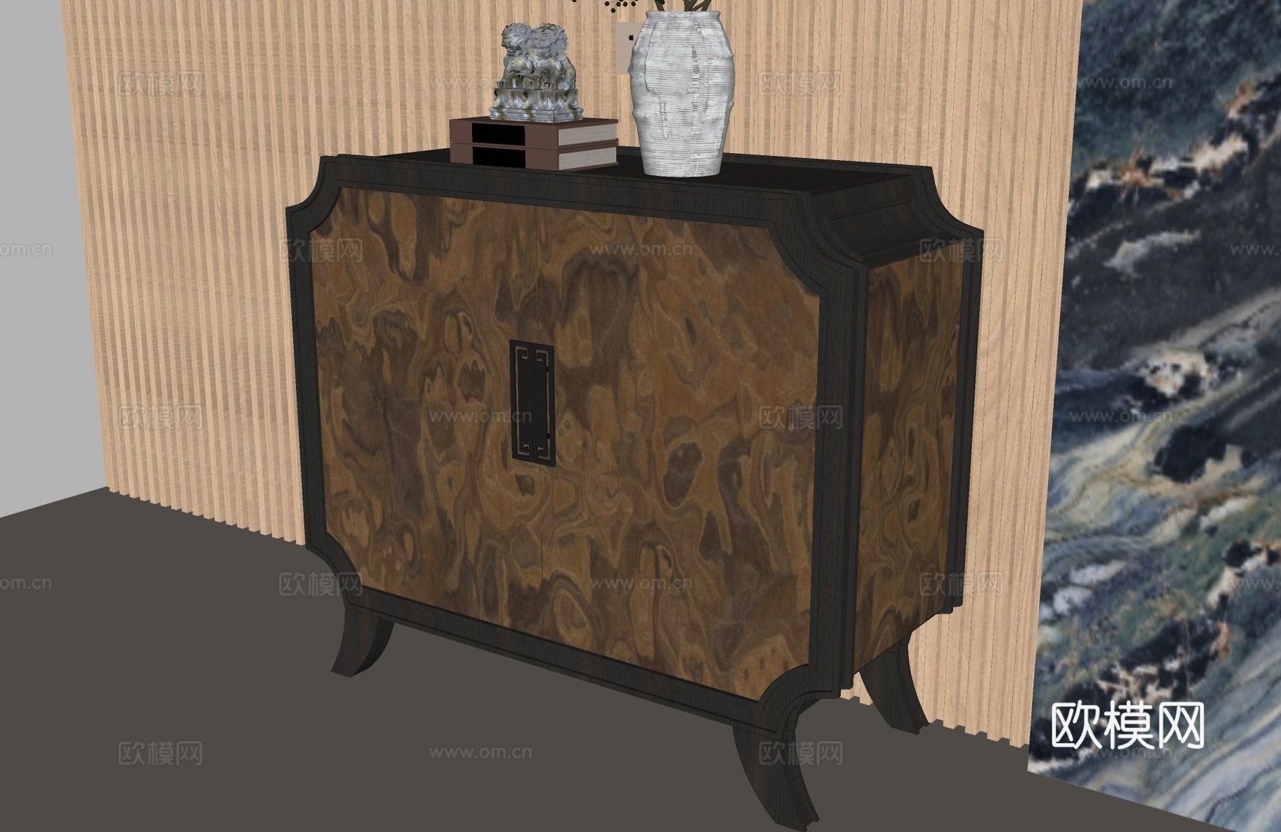 新中式边柜 新中式装饰柜 新中式玄关柜 宋氏边柜 宋氏玄关柜su模型
