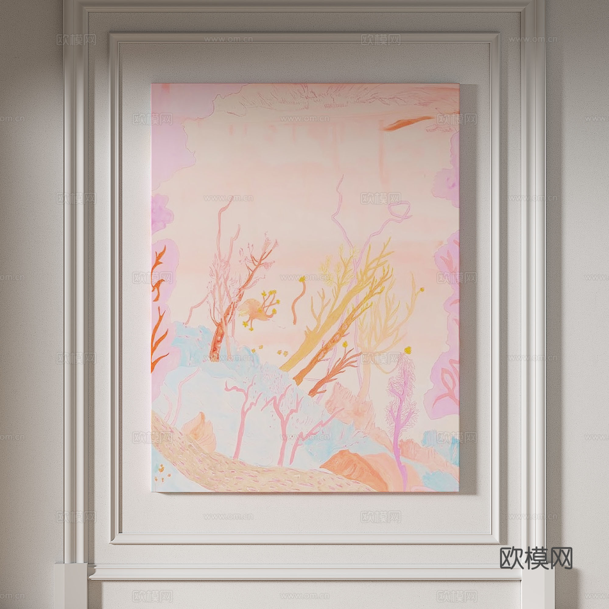 现代，简约，抽象，复古，奶油，装饰画免费3d模型