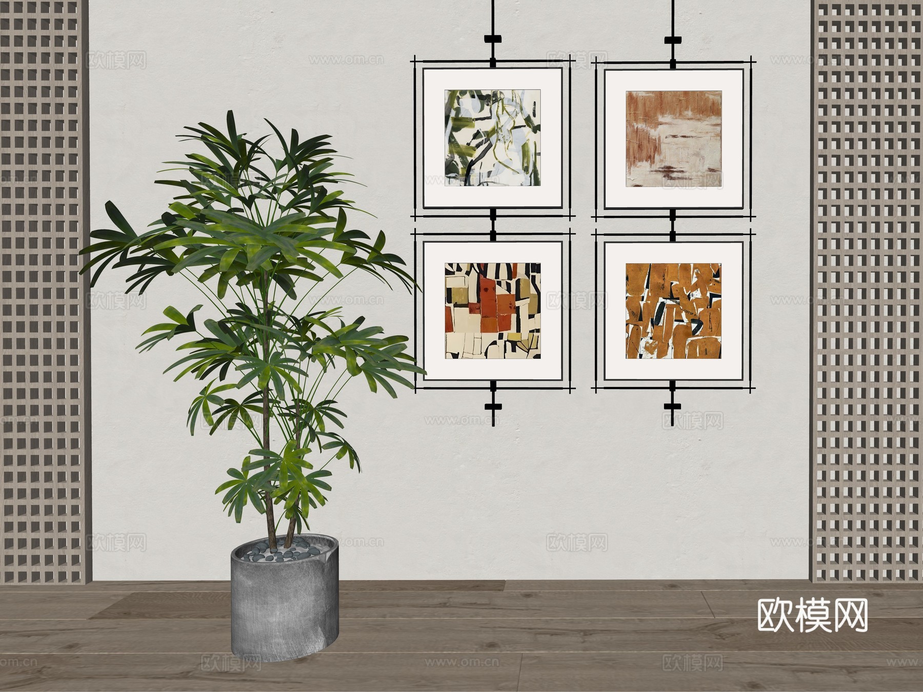 现代室内绿植盆栽植物su模型