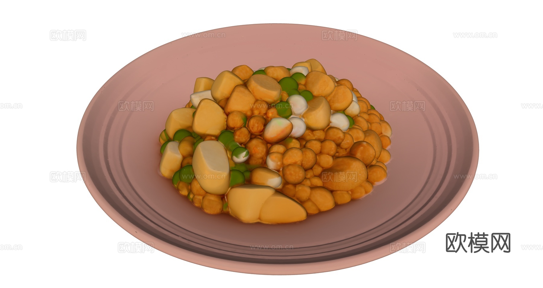 一盘宫保鸡丁菜品su模型