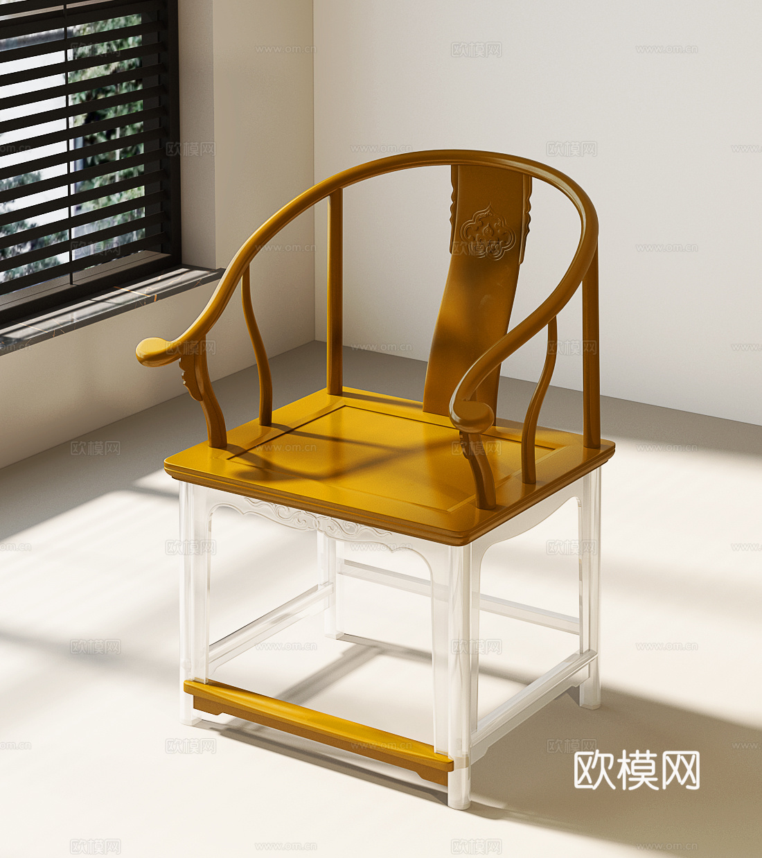 新中式休闲椅 中式休闲椅 新中式亚克力休闲椅su模型