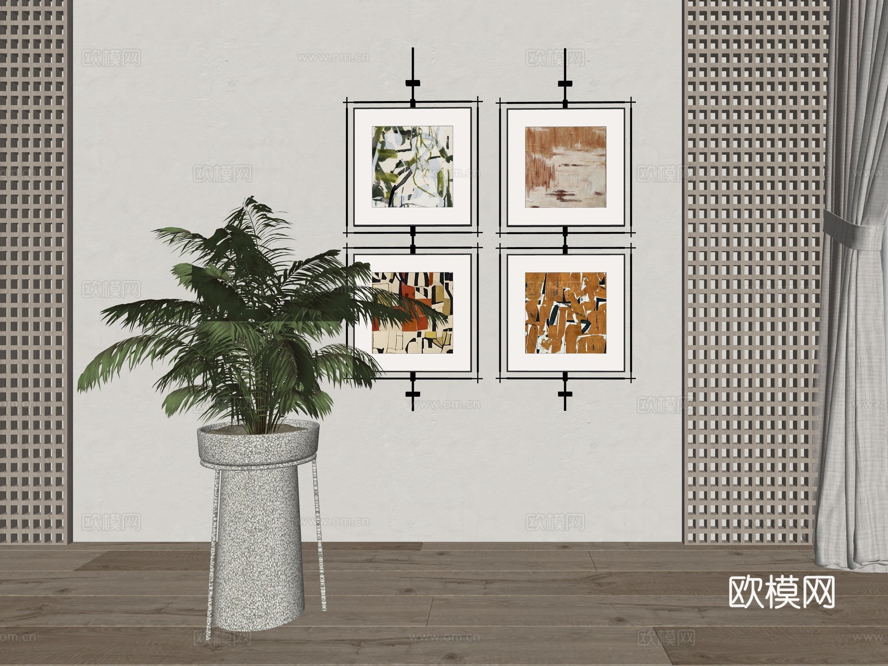 现代室内绿植盆栽植物su模型