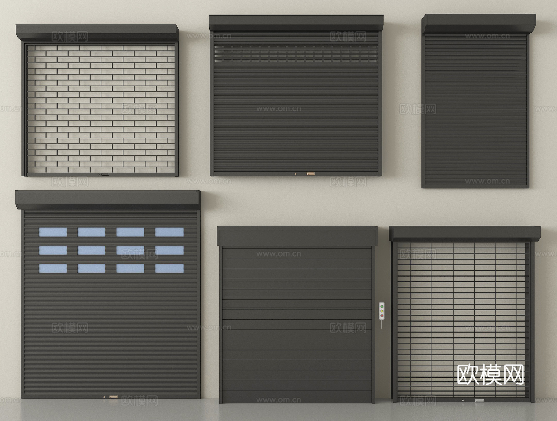 现代卷帘门 卷闸门 车库门 仓库门 防盗门su模型