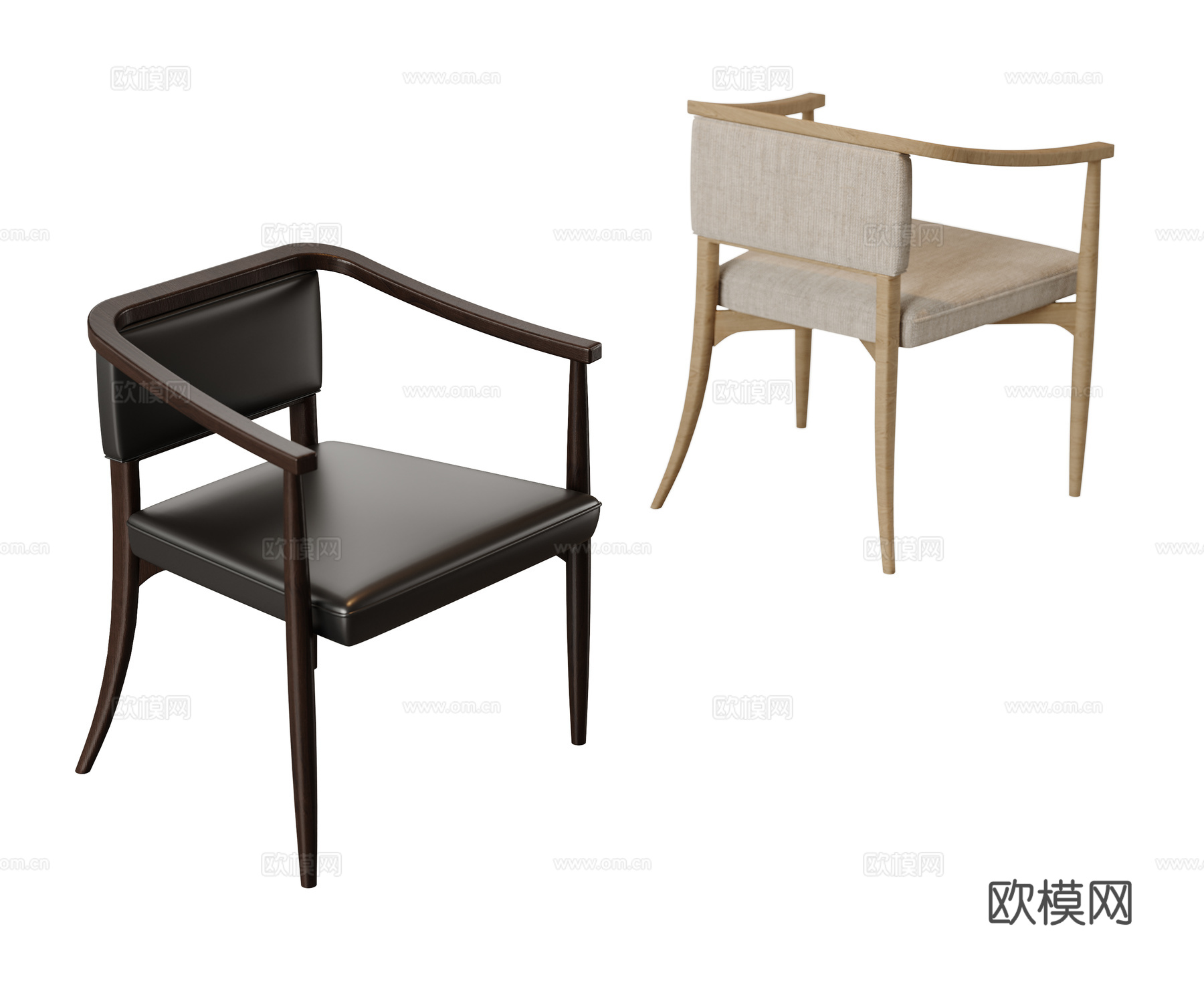 新中式单椅 餐椅 扶手椅 休闲椅su模型