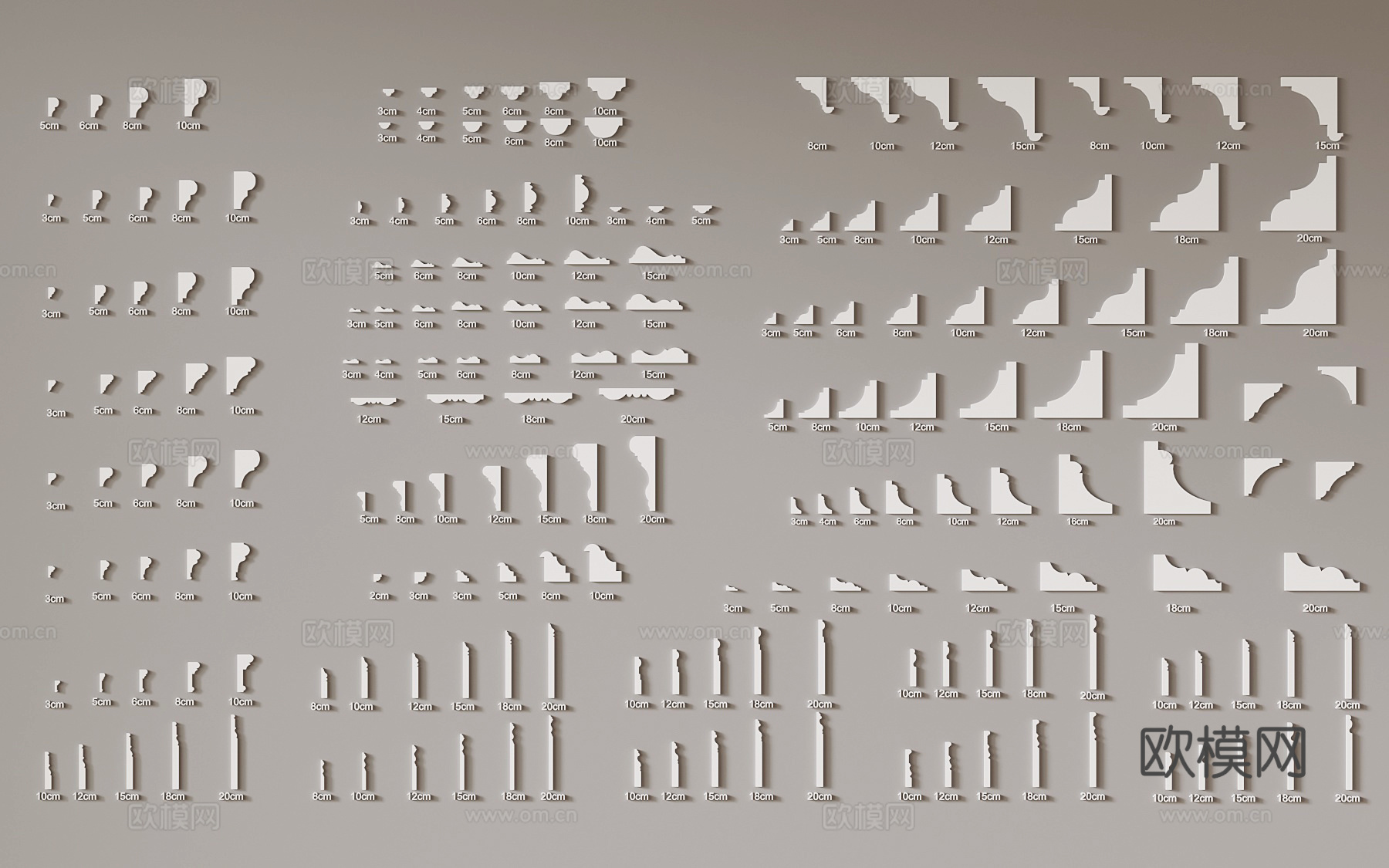 现代石膏线 踢脚线 吊顶 线条3d模型下载