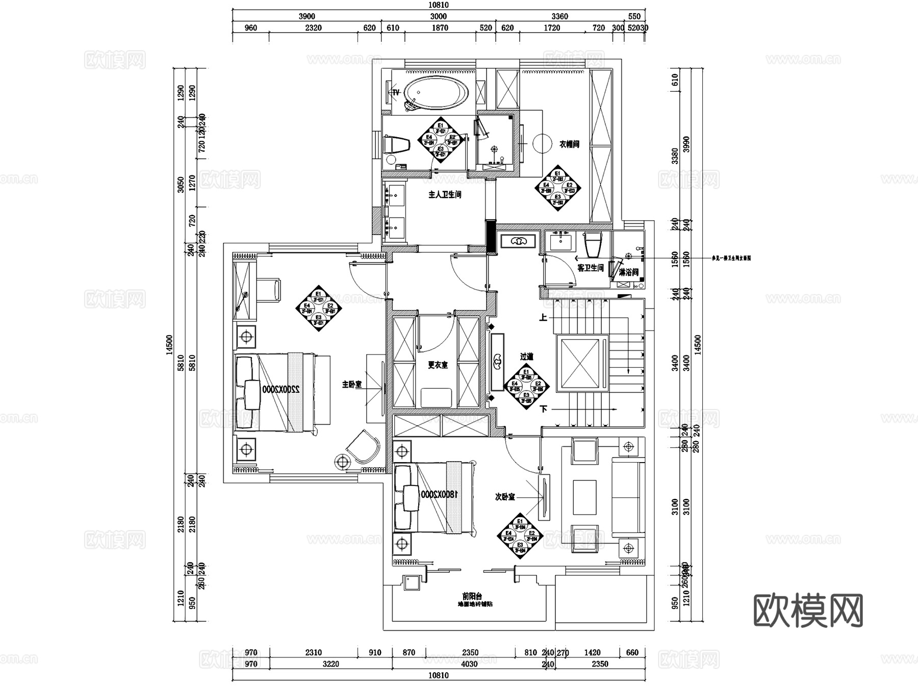 新中式三层别墅室内家装CAD施工图cad施工图
