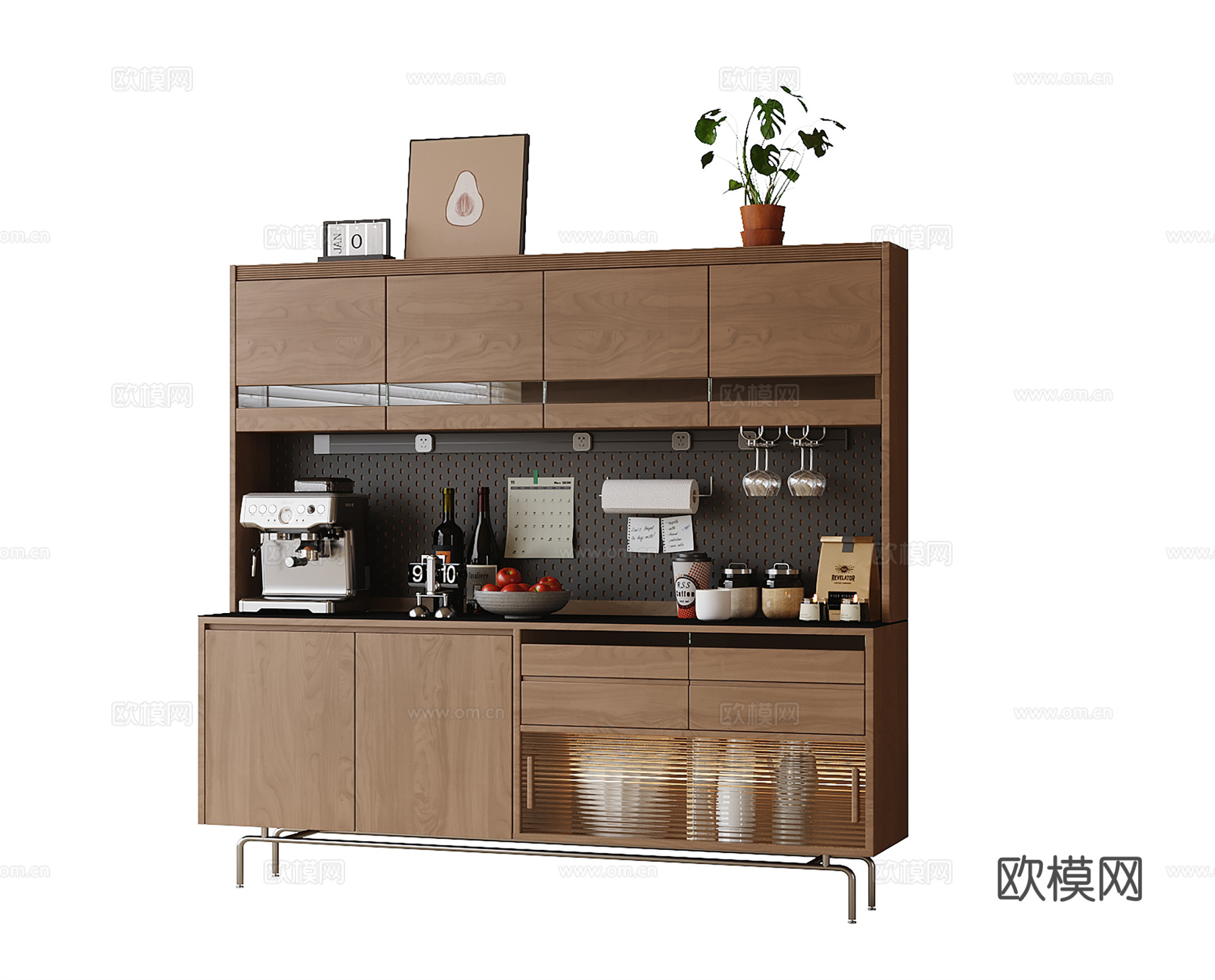 现代餐边柜 边柜 碗柜su模型
