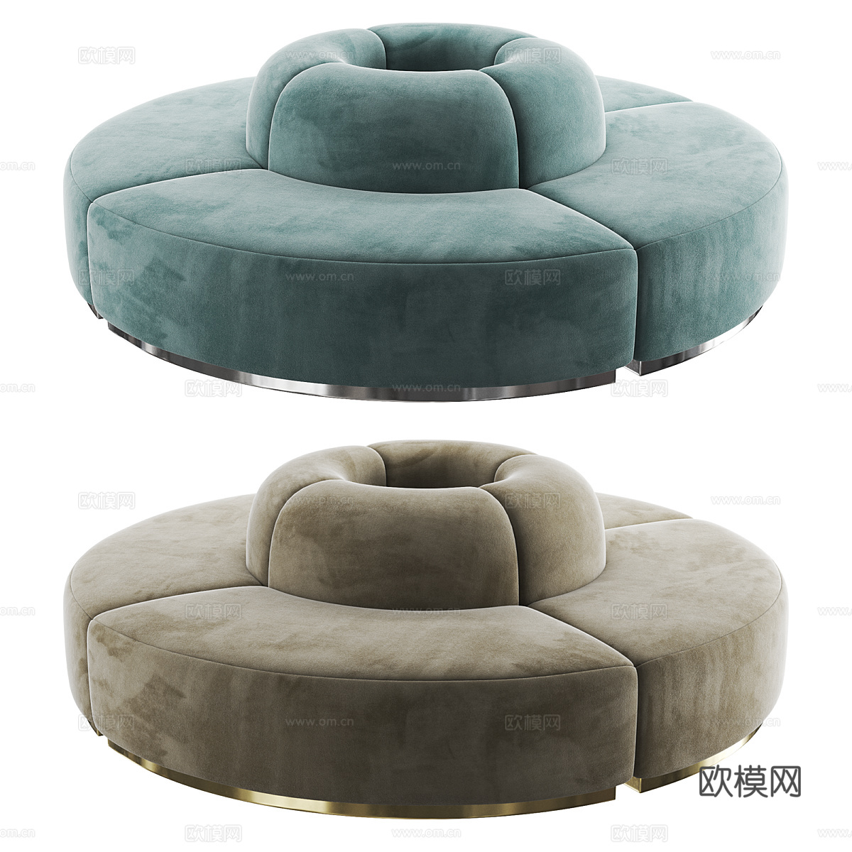 现代意式轻奢 Colette 圆形布艺卡座沙发3d模型下载（渲染图1）