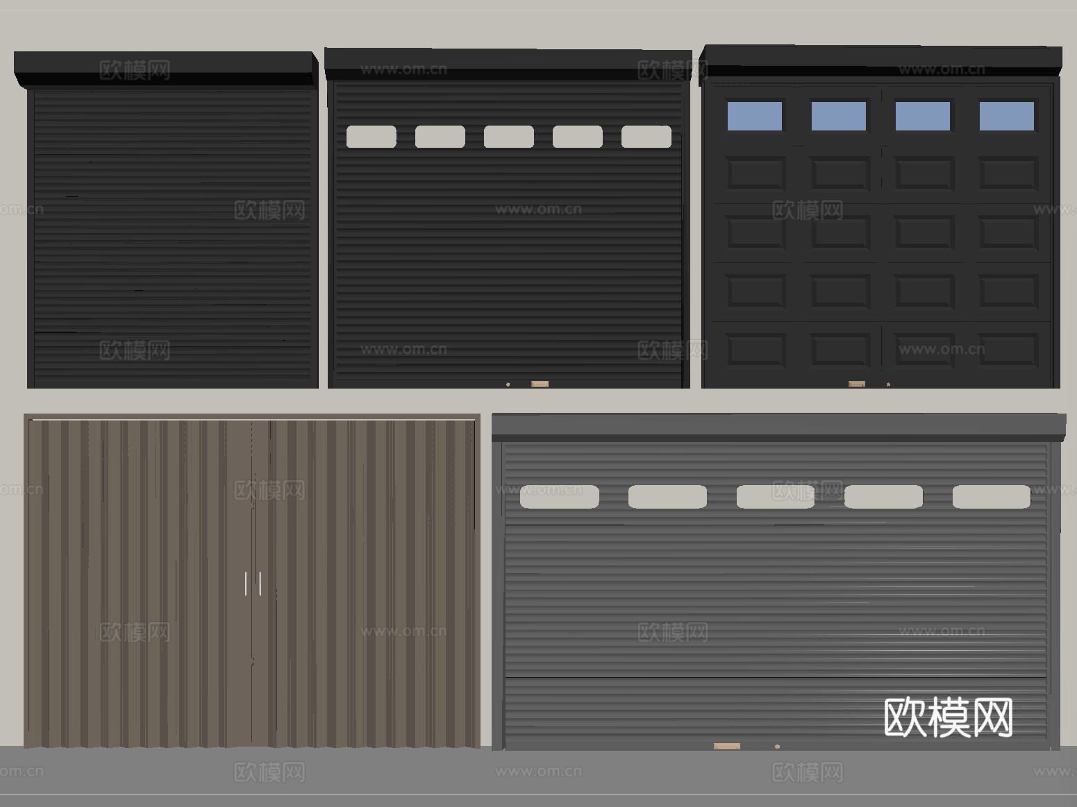 现代卷帘门 卷闸门 车库门 仓库门 防盗门su模型