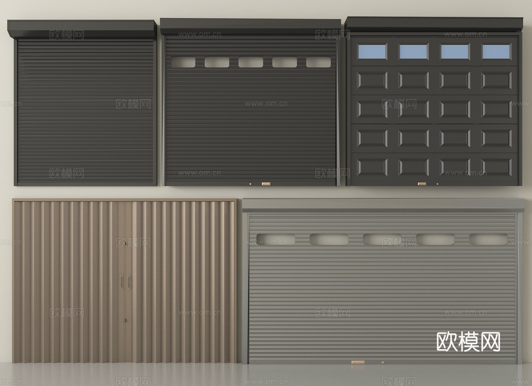 现代卷帘门 卷闸门 车库门 仓库门 防盗门su模型