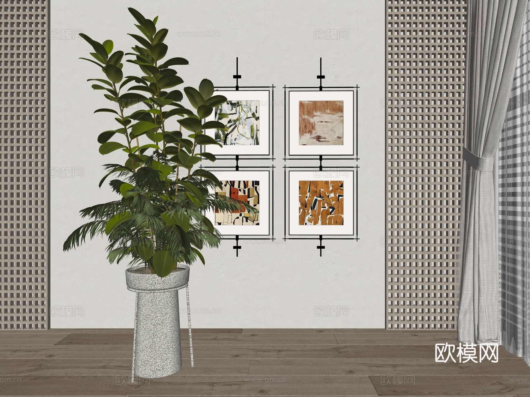 现代室内绿植盆栽植物su模型