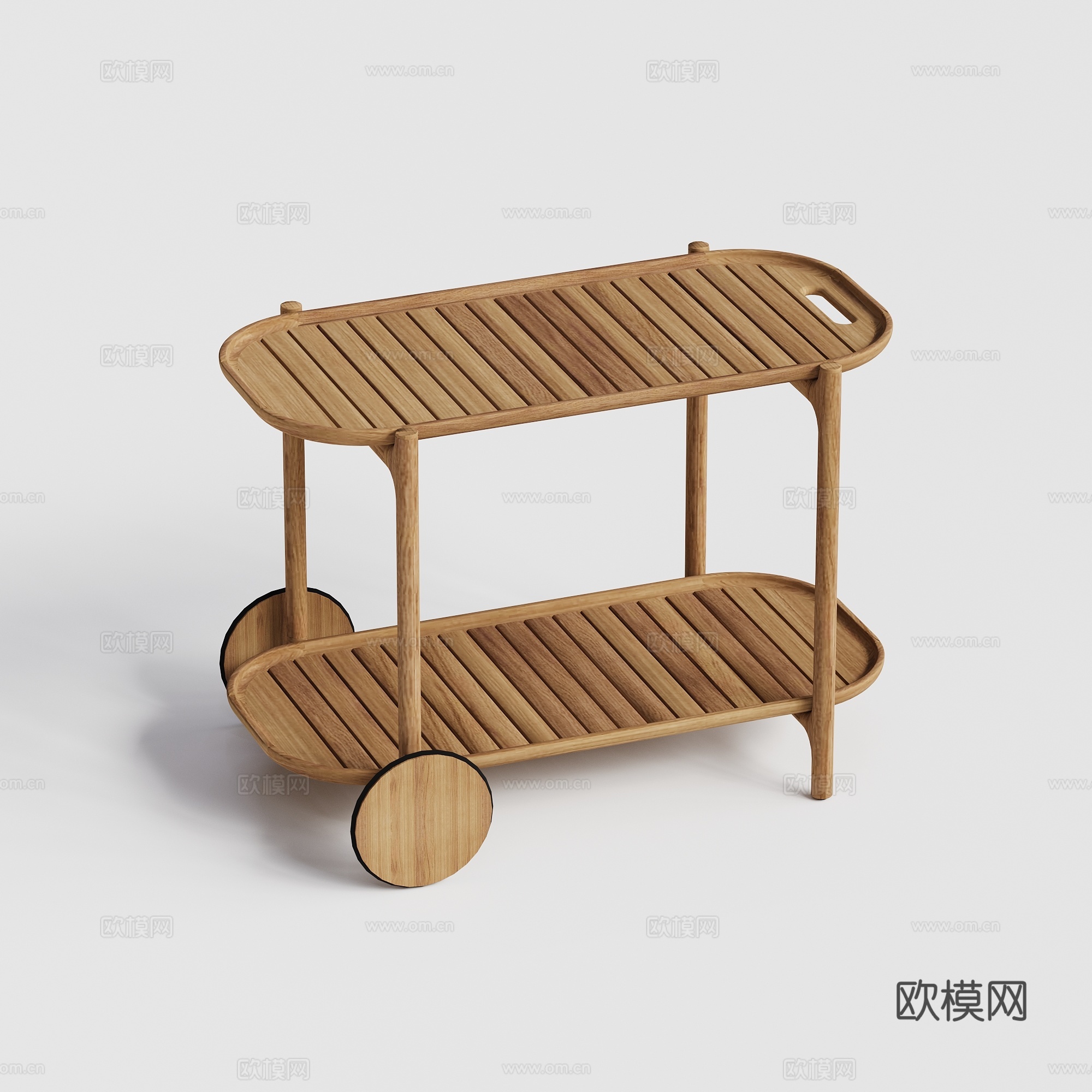 gloster 户外茶几 柚木推车茶几su模型