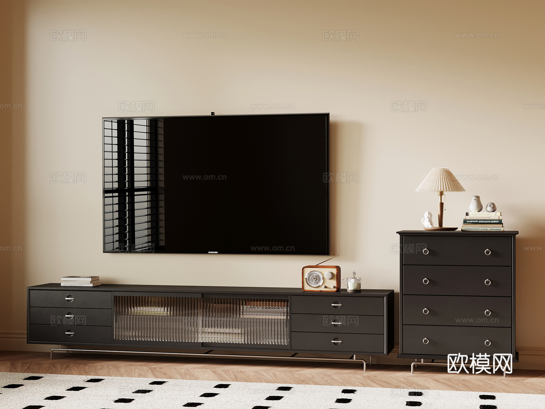 法式复古电视柜 边柜 装饰柜su模型