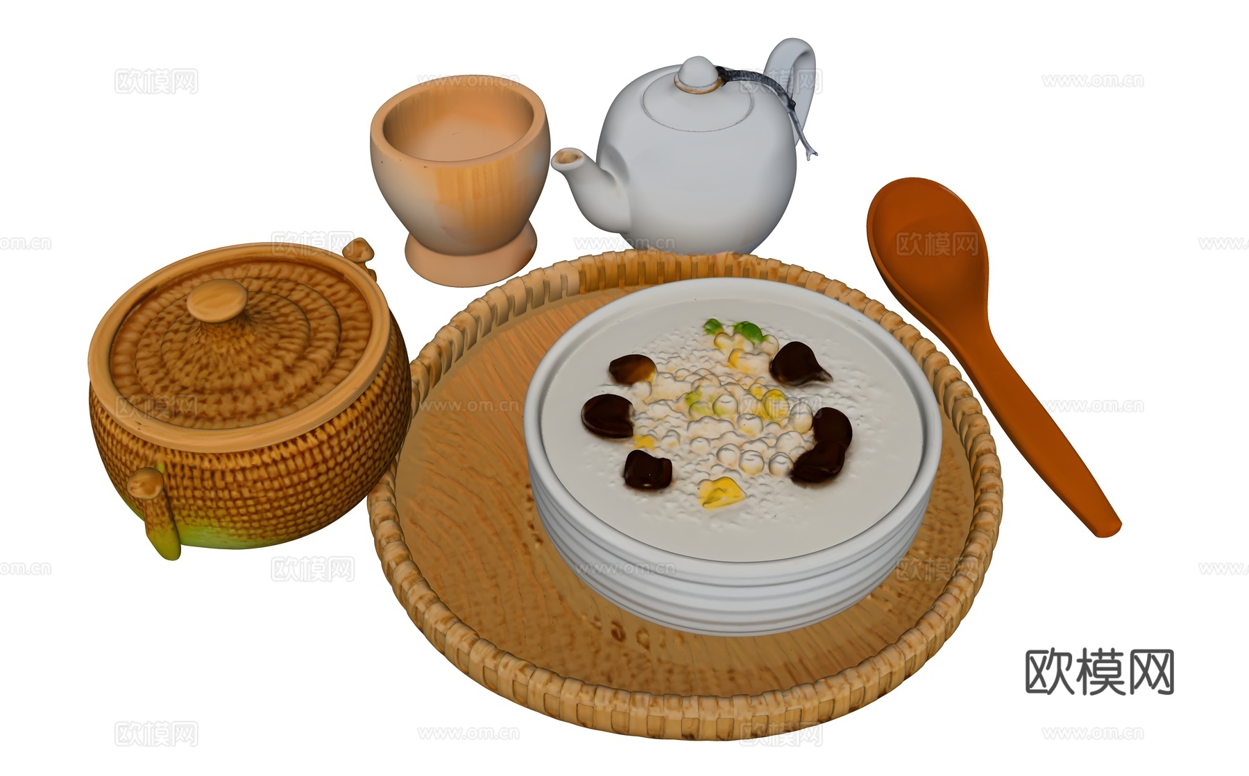 早餐茶粥组合su模型