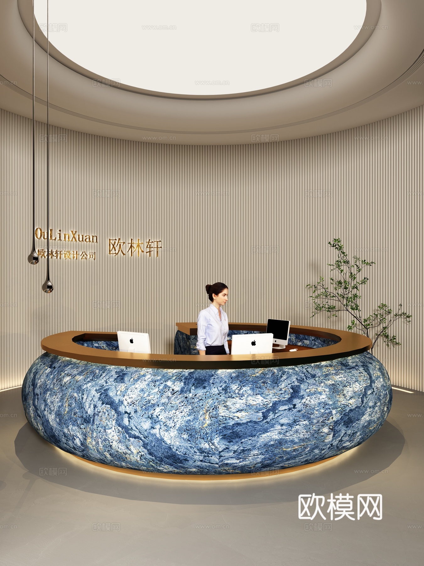 现代高端定制前台接待台吧台收银台3d模型下载（渲染图4）