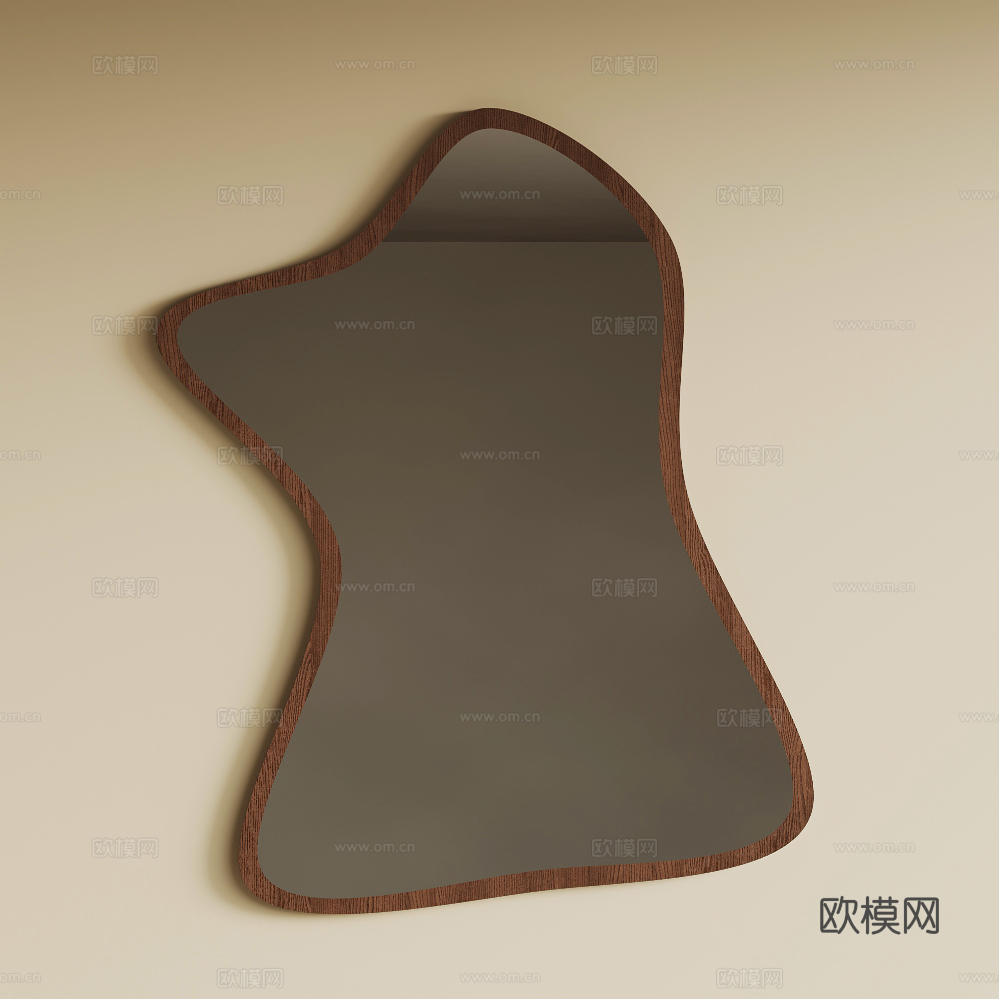 现代中古镜子 异形镜 化妆镜 梳妆镜su模型