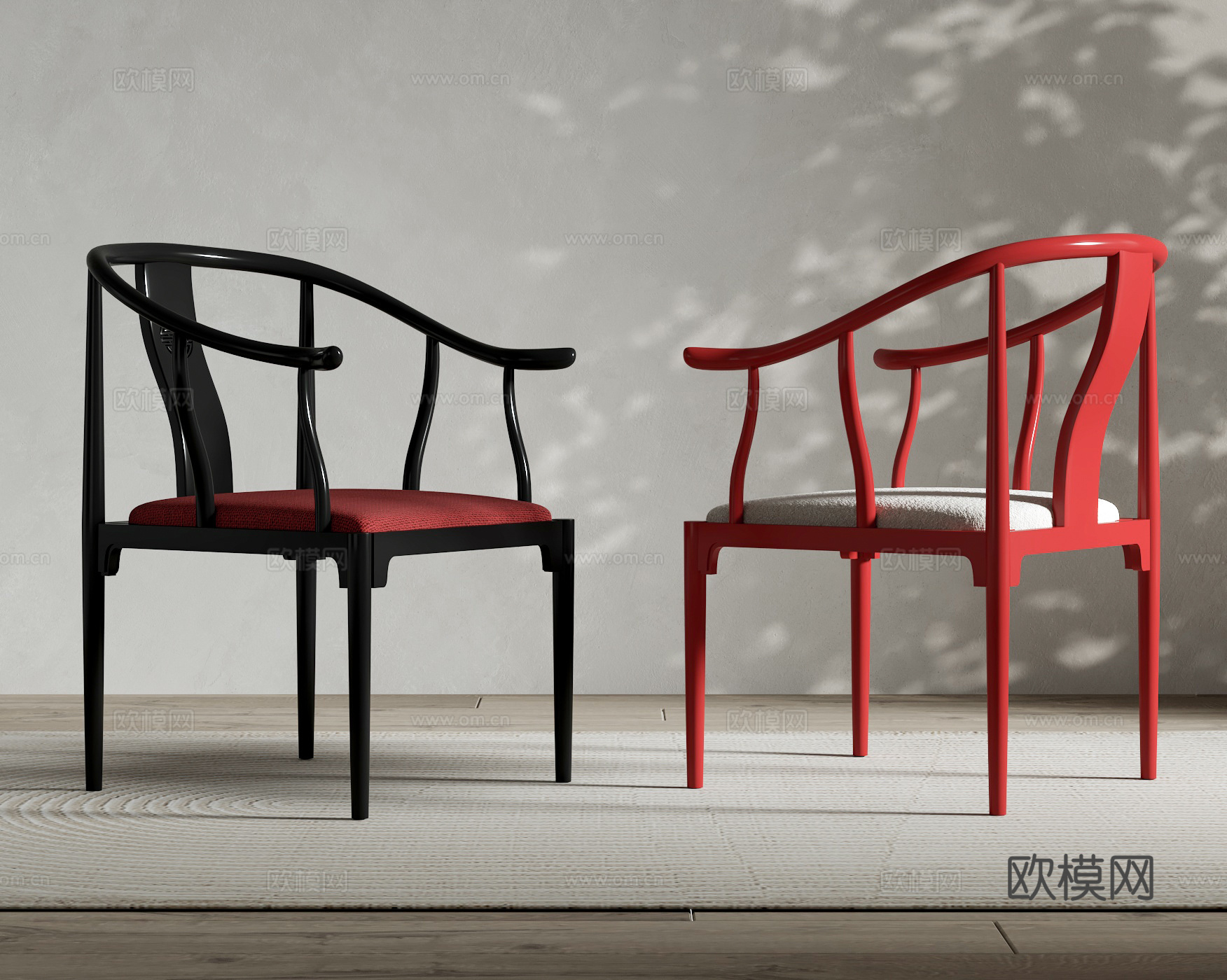 新中式圈椅 扶手椅 红木圈椅su模型