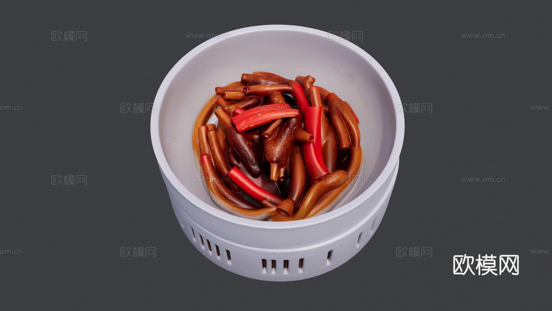 一盆红烧茄子条su模型