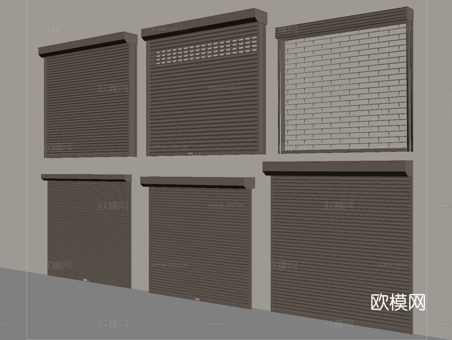现代卷帘门 卷闸门 车库门 仓库门 防盗门su模型