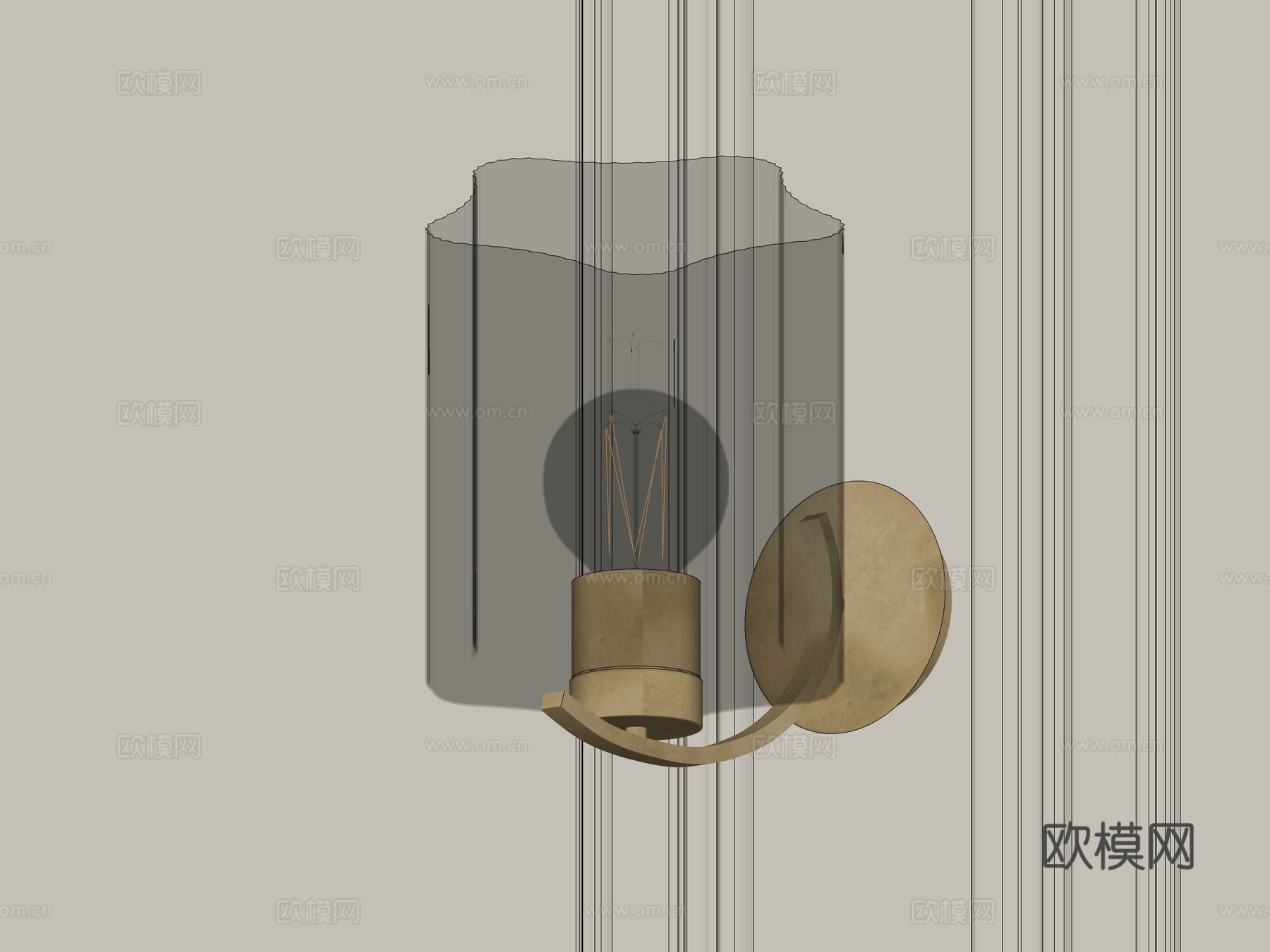 简欧壁灯 玻璃灯罩壁灯su模型su模型